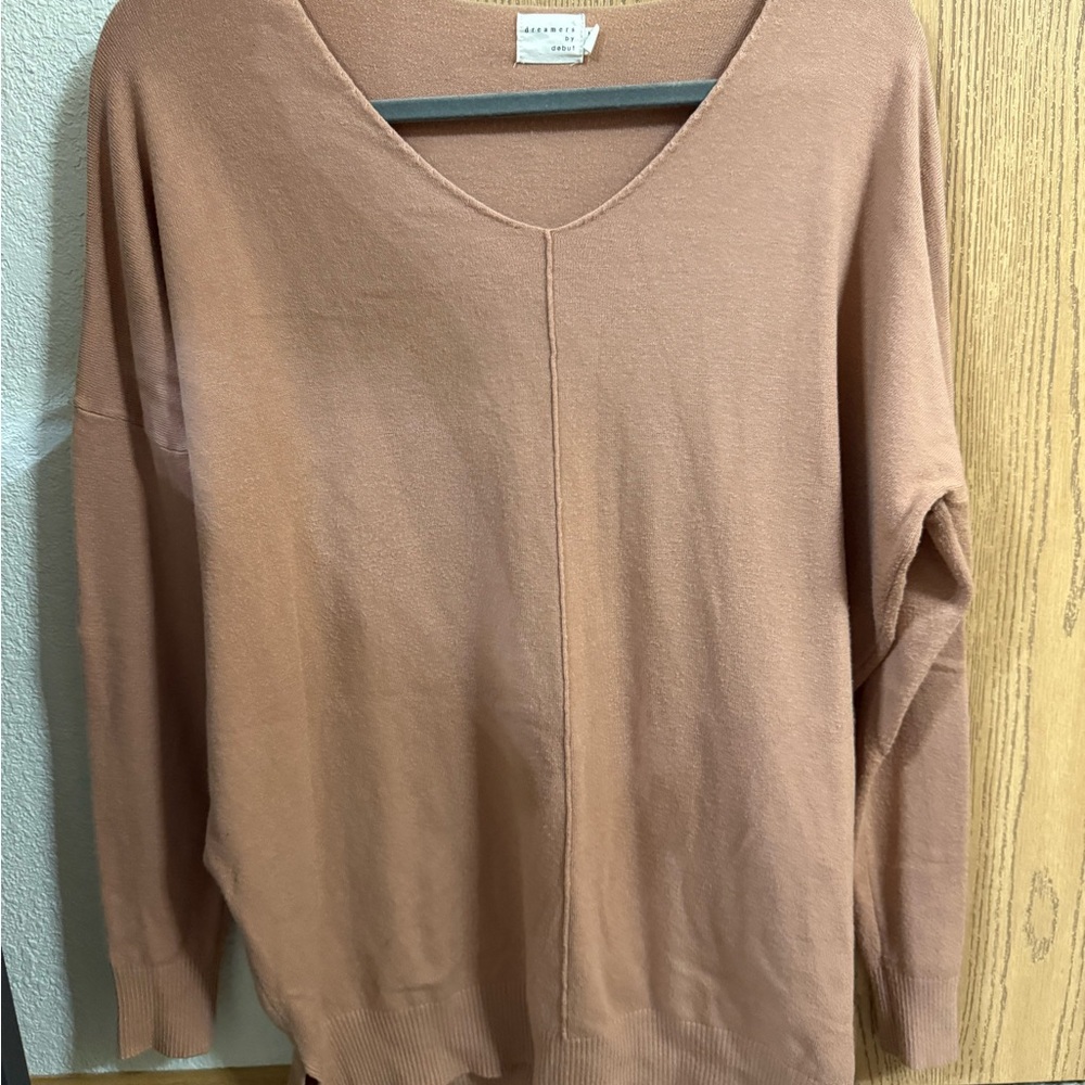 Women's V-Neck Sweater - Soft Brown
